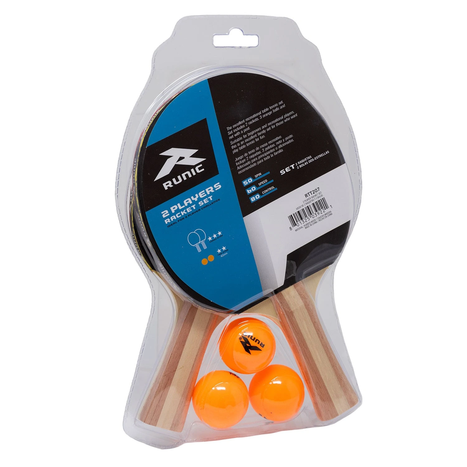 Set Runic Ping Pong Completo con raquetas y pelotas