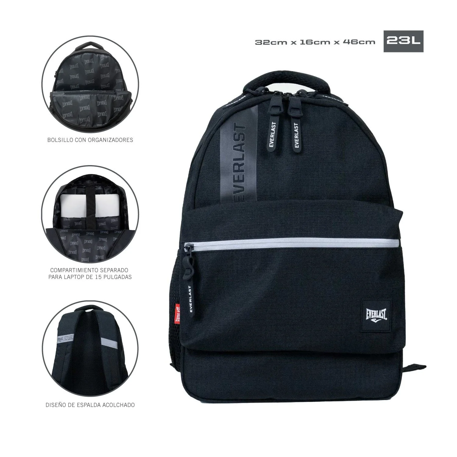 Mochila Everlast Deportiva Resistente trasero