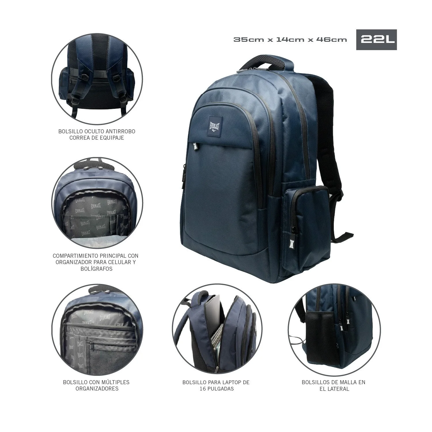 Mochila Everlast Connor interior