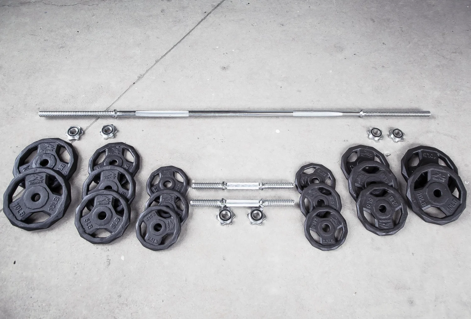 Set de mancuernas ajustables de 14 Pulgadas con collarines.