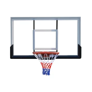 tablero de baloncesto con aro y red de vidrio templado