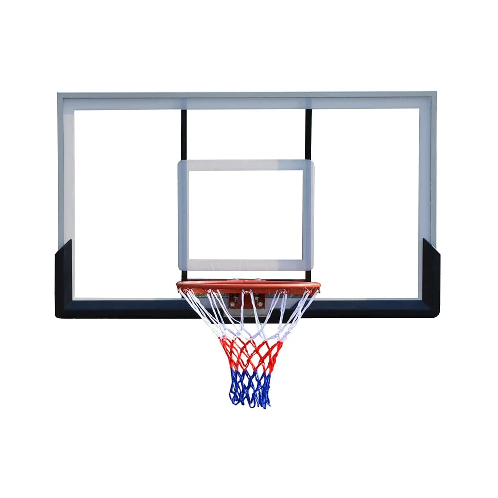 tablero de baloncesto con aro y red de vidrio templado