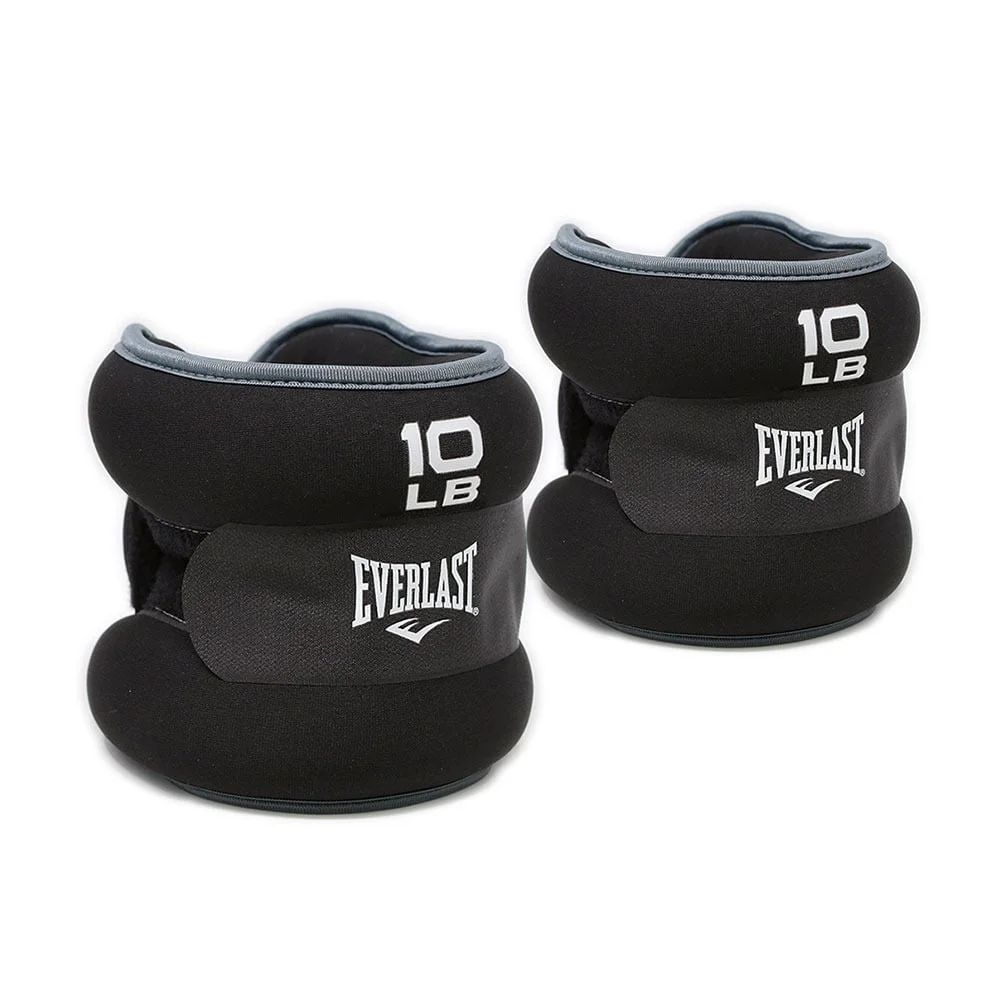 Pesas Tobilleras Everlast 20LB ajuste cómodo para piernas