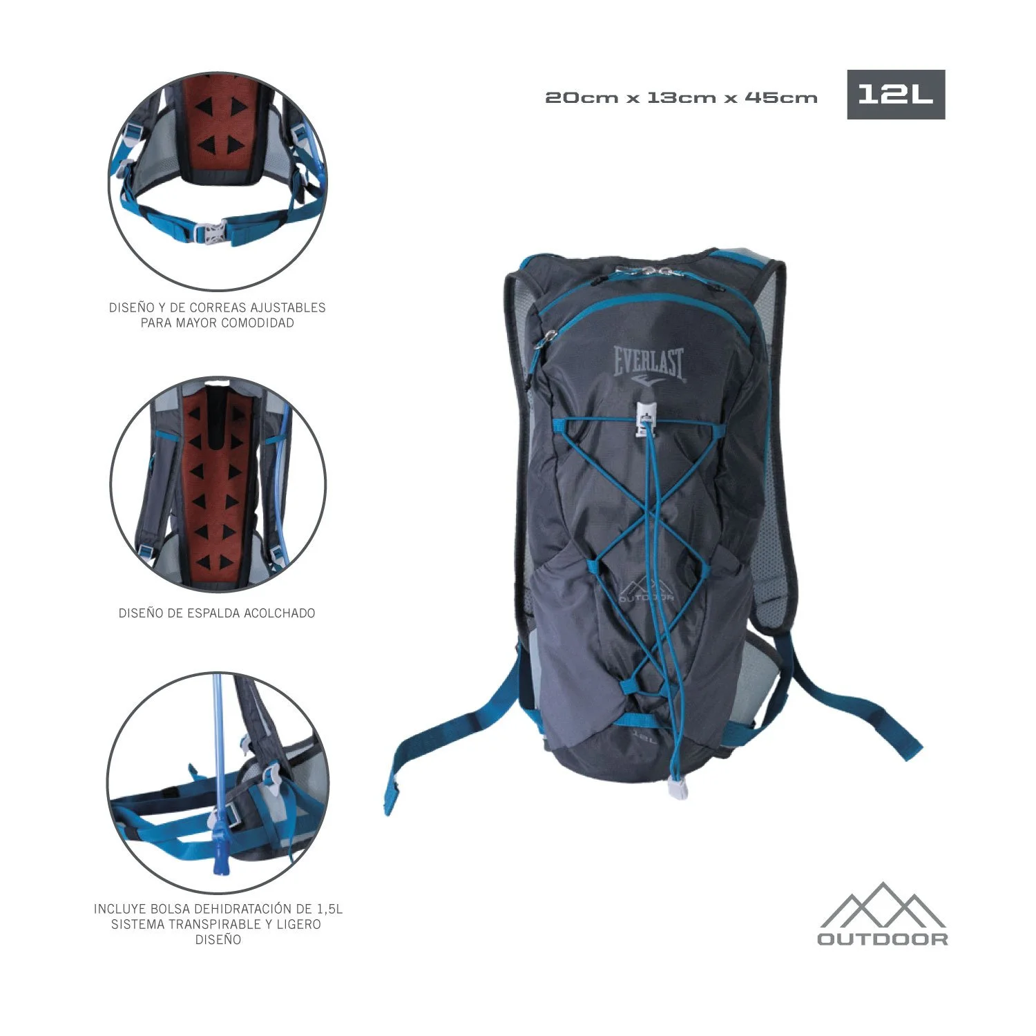 Mochila Everlast Outdoor, compartimentos