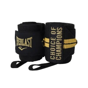 Venda Muñequera Everlast Levantamiento Pesas negra en uso