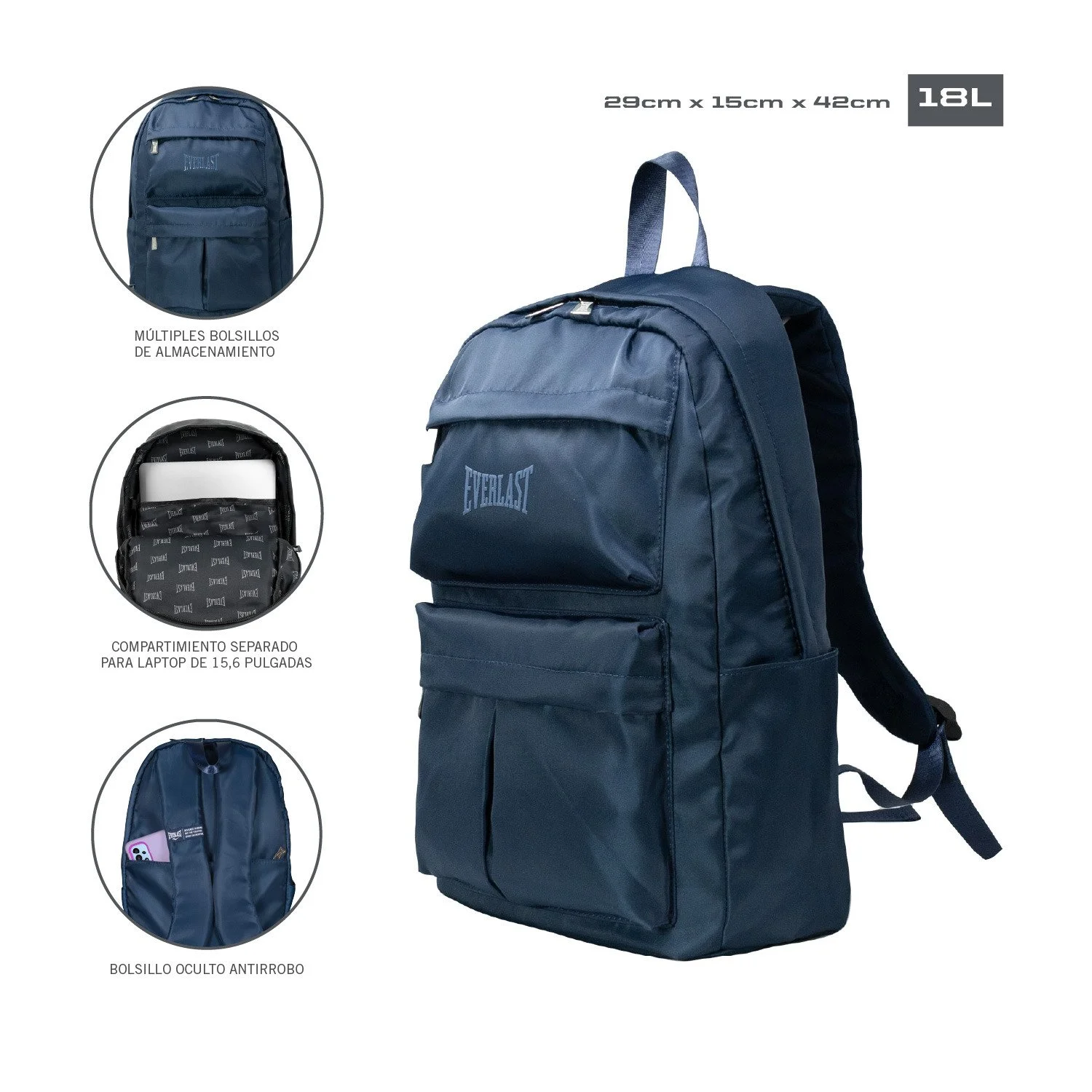 Mochila Everlast Deportiva Jody 3.0 soporte espalda