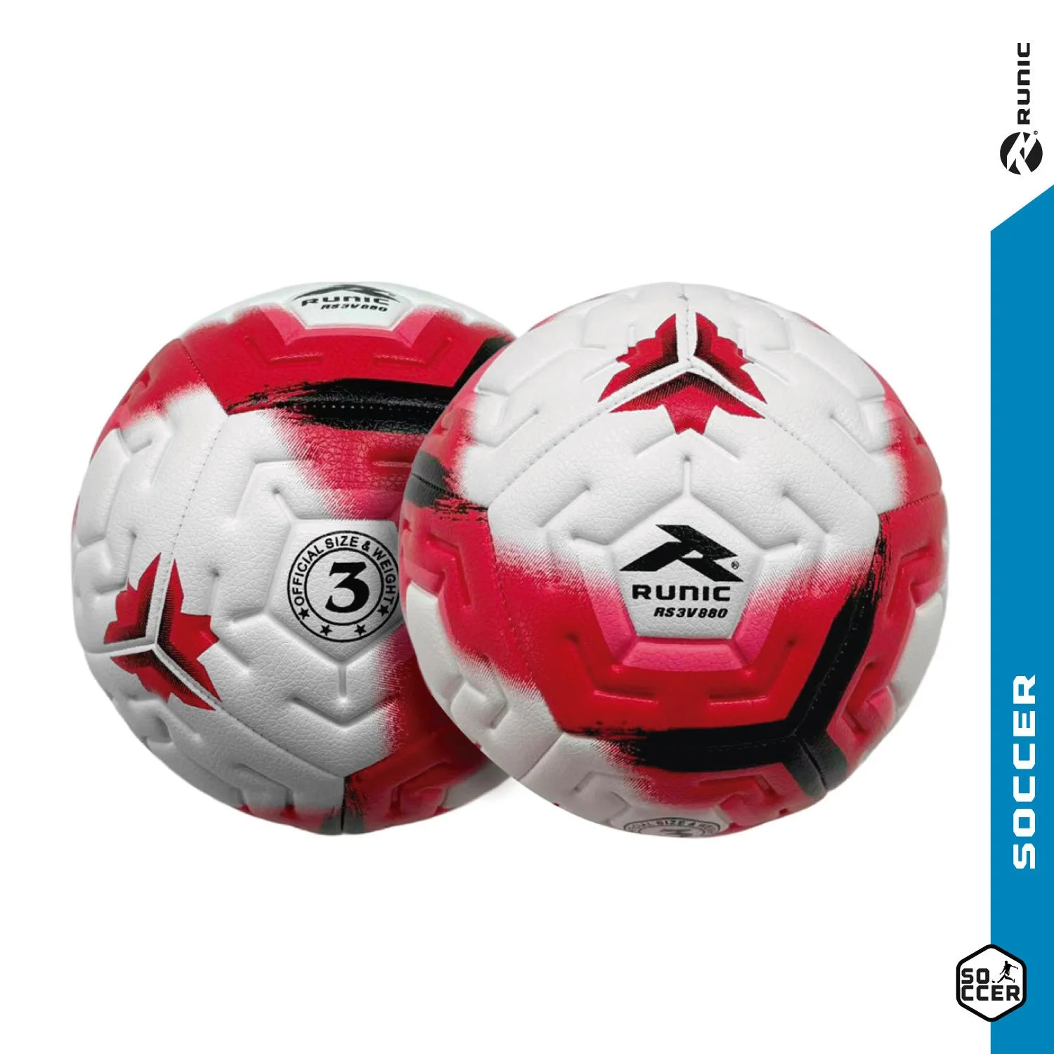 detalle de la superficie texturizada del balon de futbol Runic