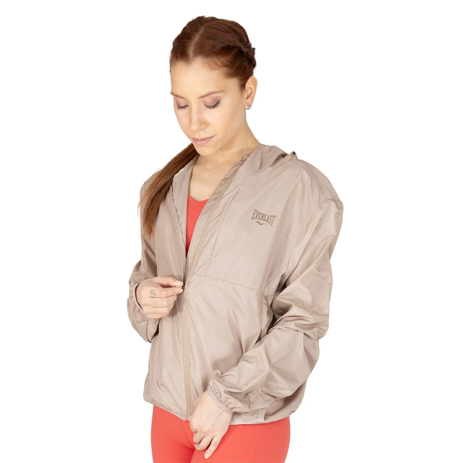 vista posterior de la chaqueta de lluvia, diseño moderno