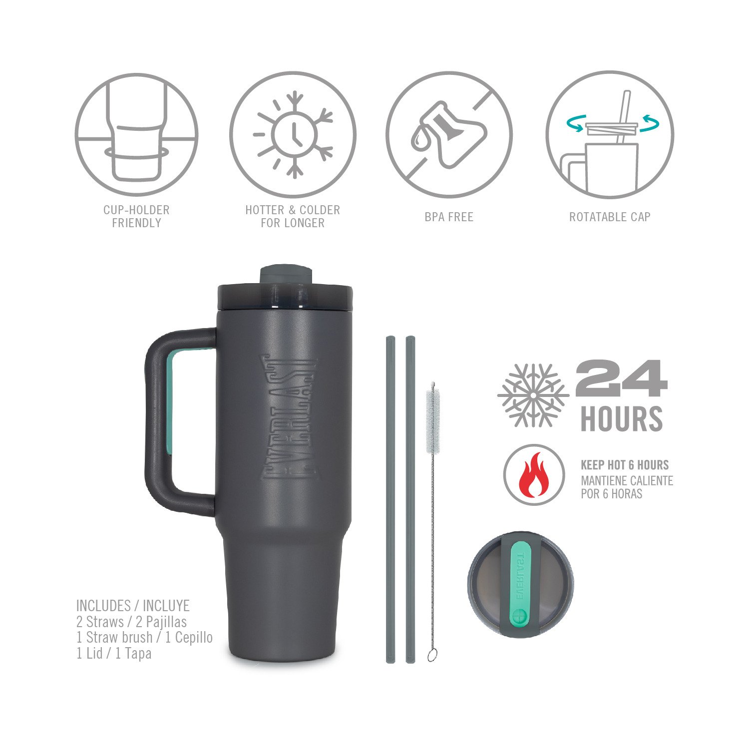 tumbler master 900 ml everlast taza de acero inoxidable