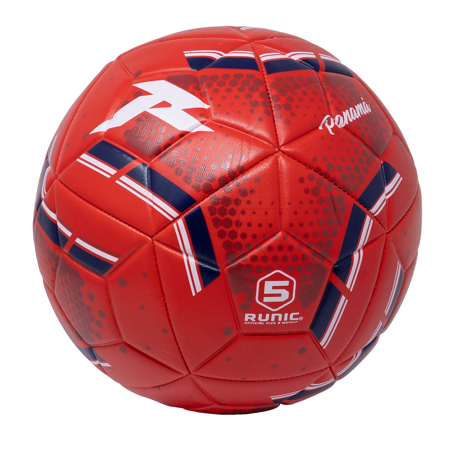 Pelota de fútbol duradera. Detalle de costuras y textura Runic.
