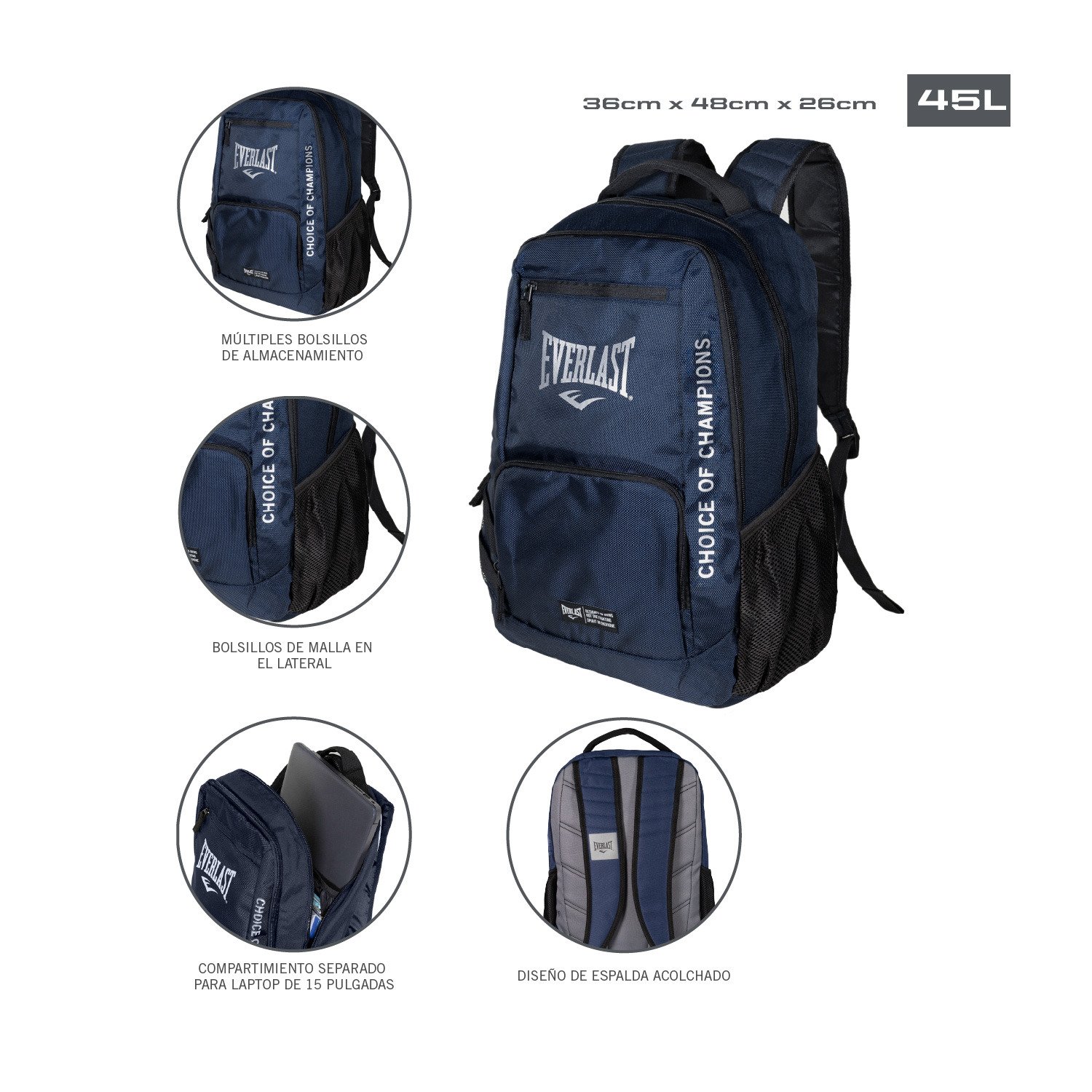 Mochila Everlast Champions Resistente 45L