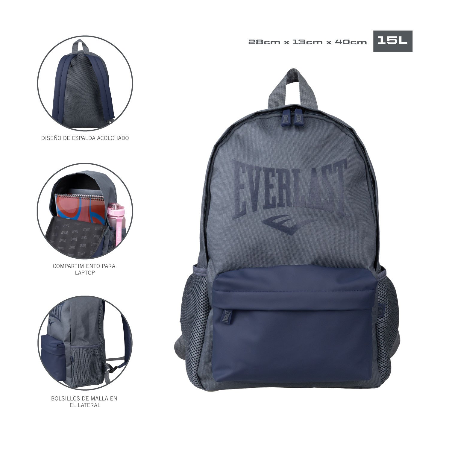 Mochila Everlast Espaciosa Ligera 14 Pulgadas