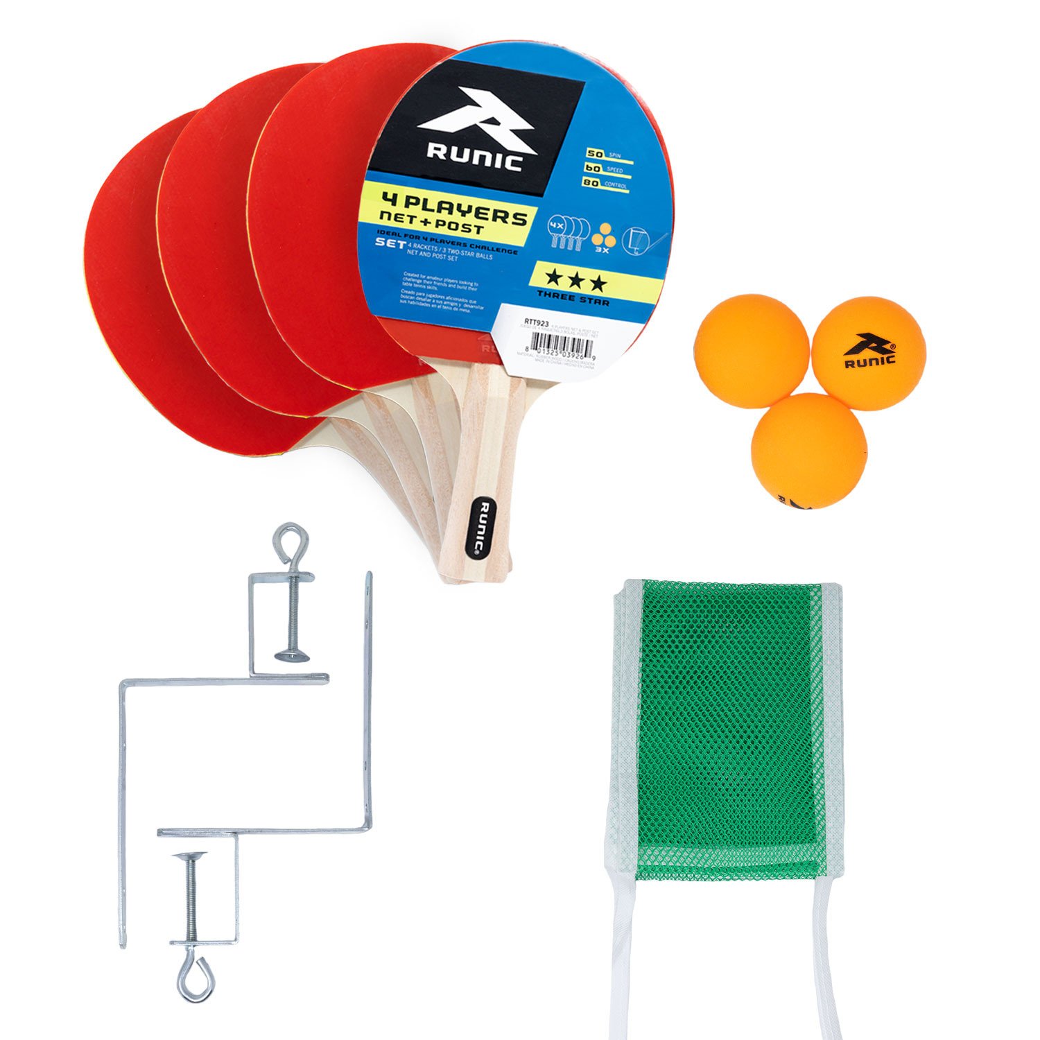 Set Ping Pong Runic Completo 4 Raquetas - Imagen 2
