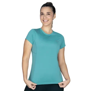 Camiseta deportiva aqua Everlast Impact para mujer manga corta