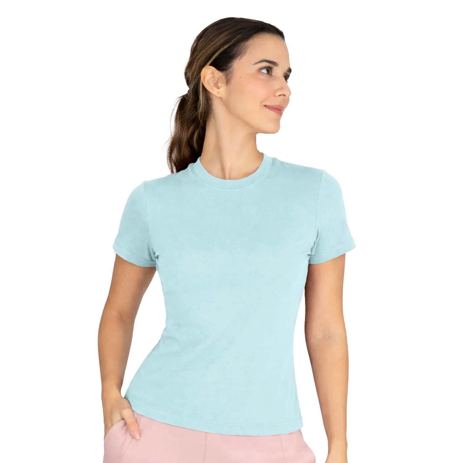 Camiseta deportiva celeste Everlast Essential mujer manga corta