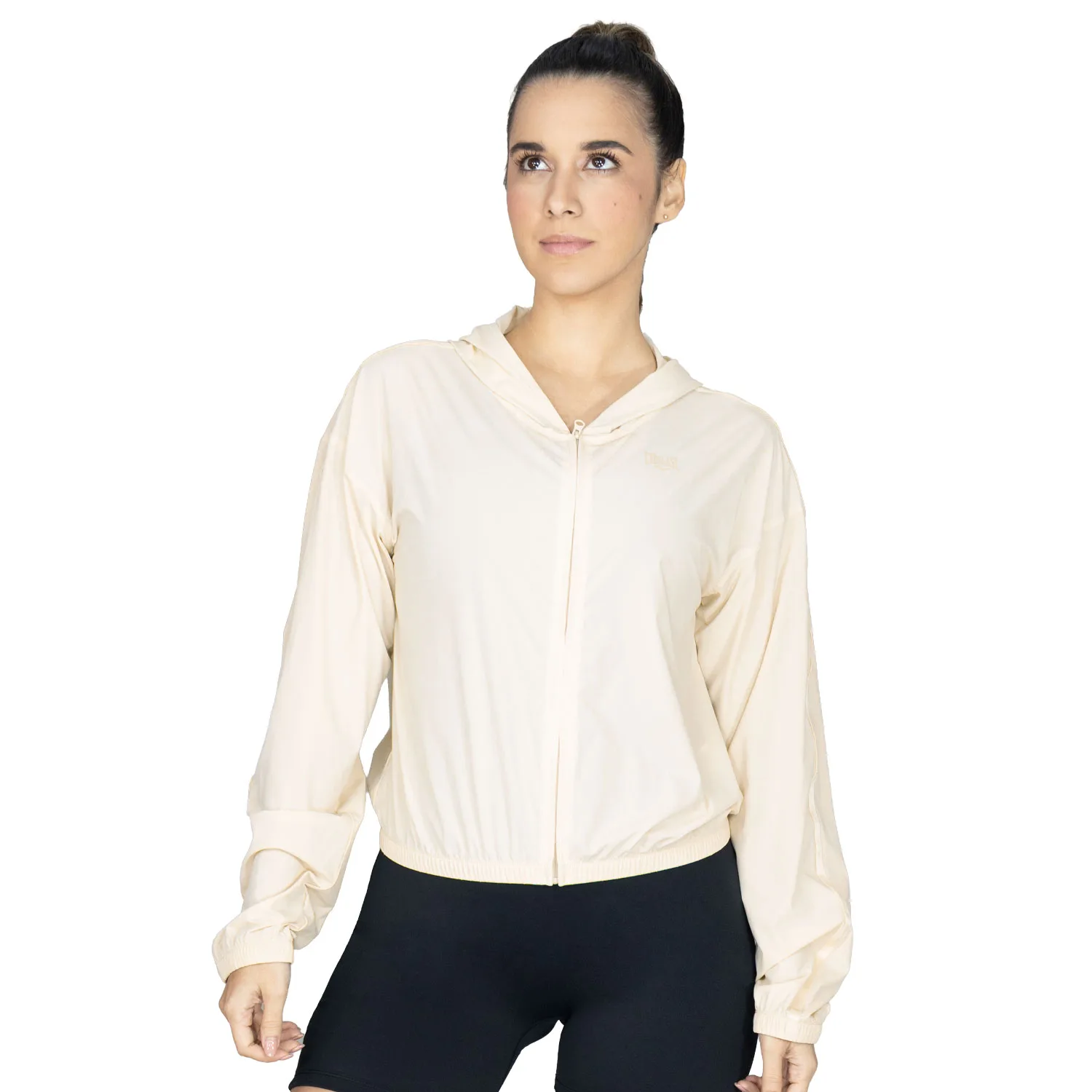 Chaqueta Everlast mujer Lumen color crema con capucha vista frontal