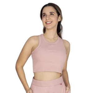 Crop top rosa Everlast acanalado mujer