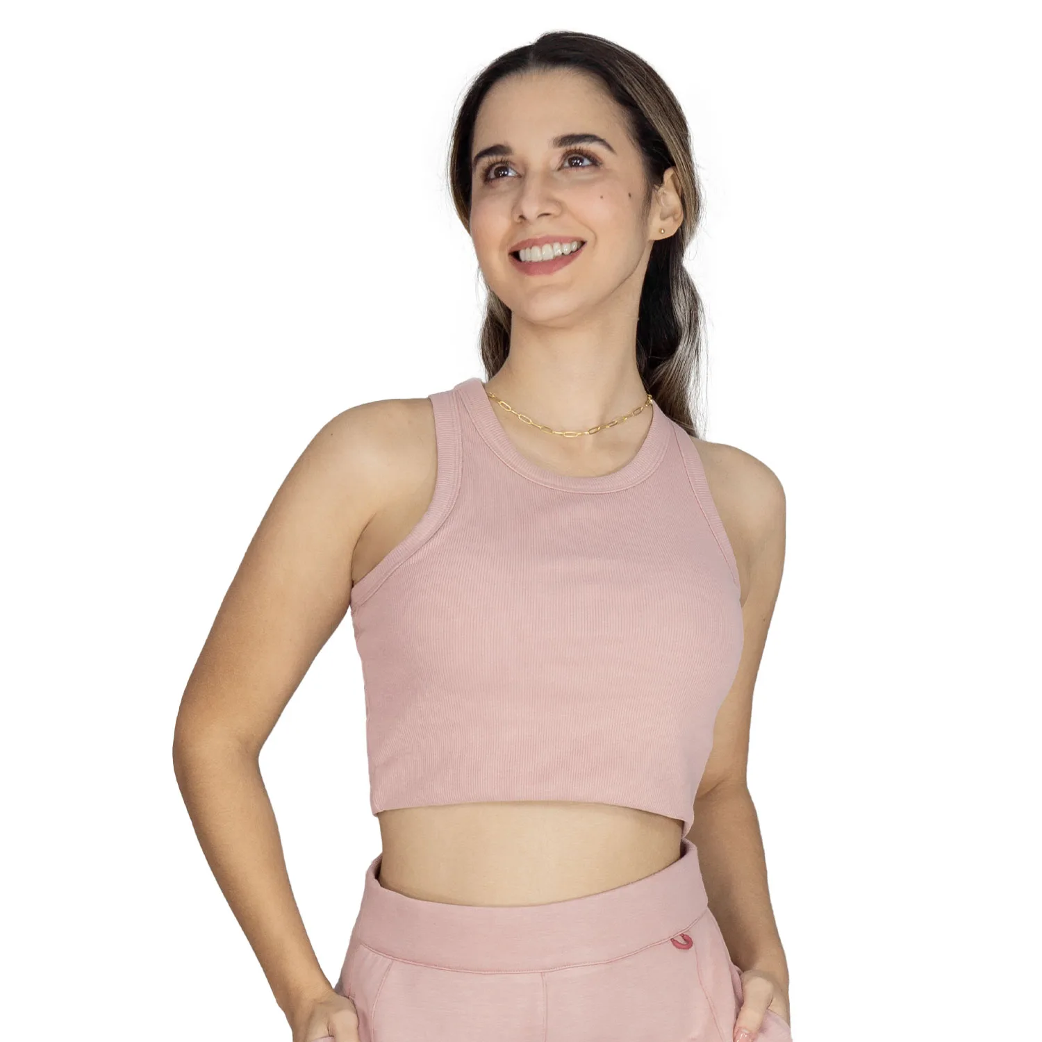 Crop top rosa Everlast acanalado mujer