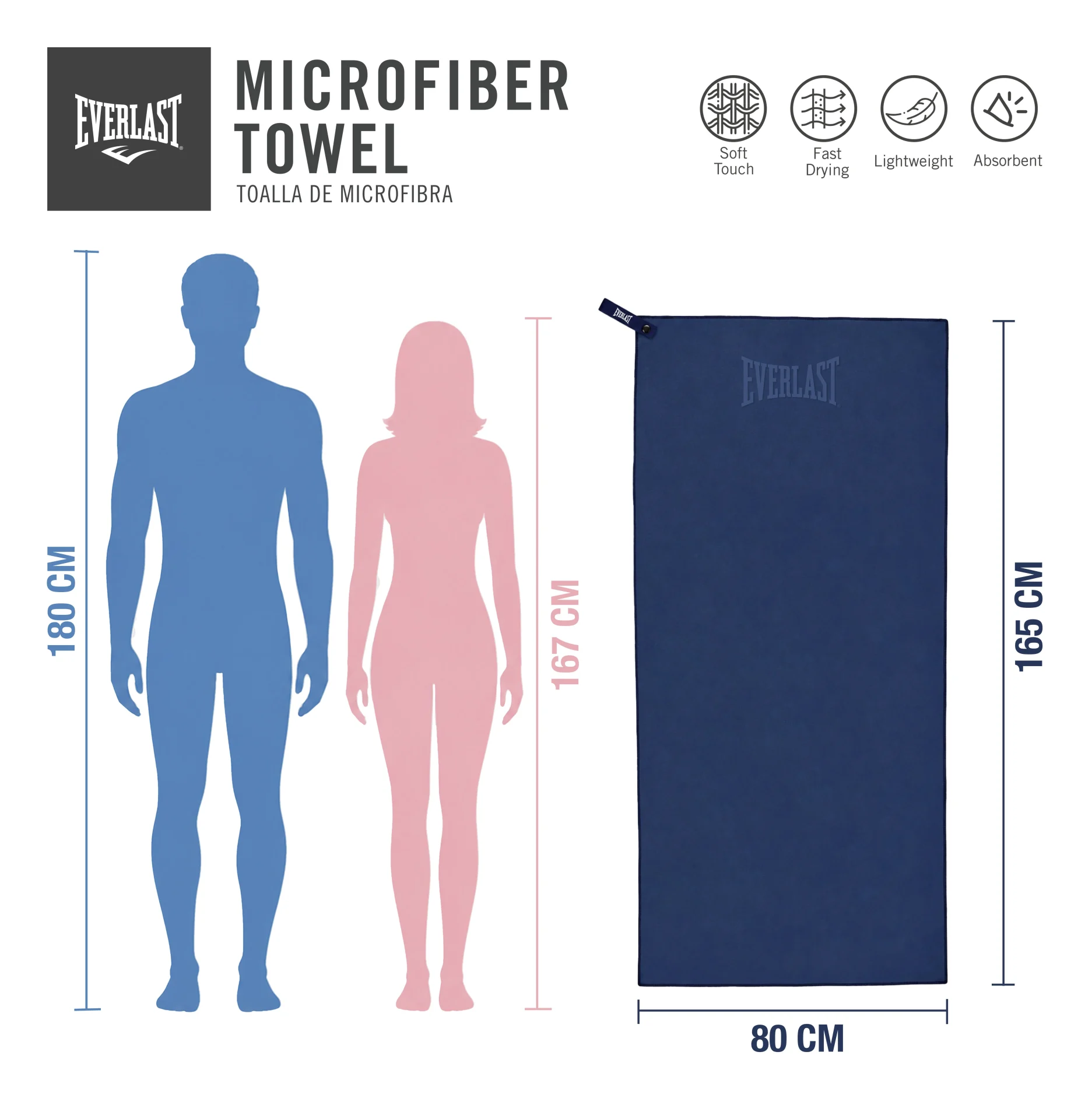 Toalla Deportiva Everlast de Microfibra 40x80cm