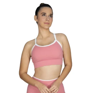 Top deportivo pop rosa Everlast con ribete blanco